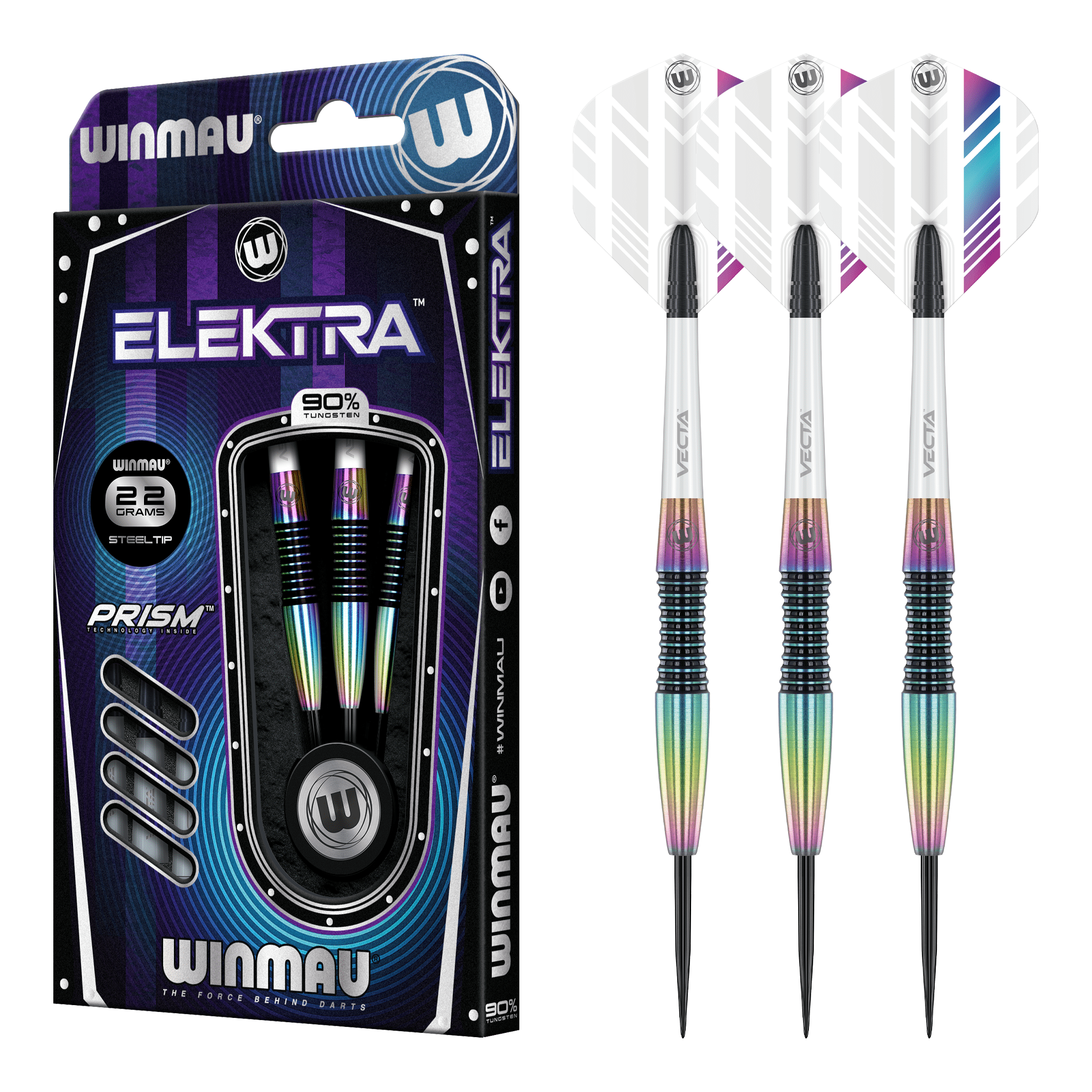 Winmau Elektra 90% Tungsten Steel Tip Darts 22 Grams Darts