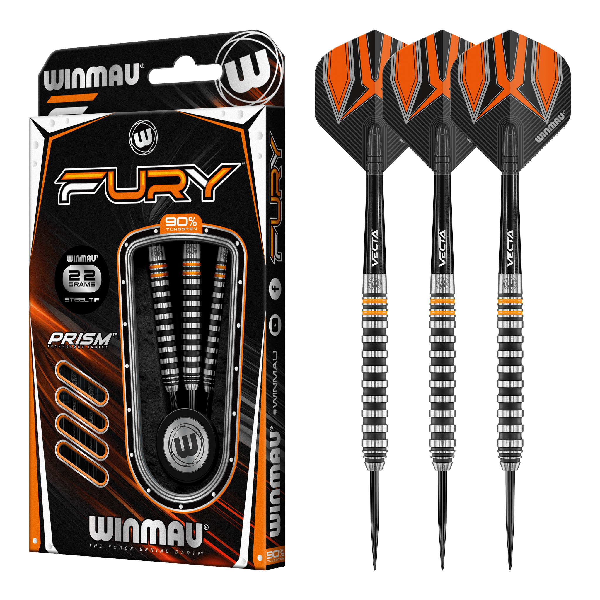 Winmau Fury 90% Tungsten Steel Tip Darts 22 Grams Darts