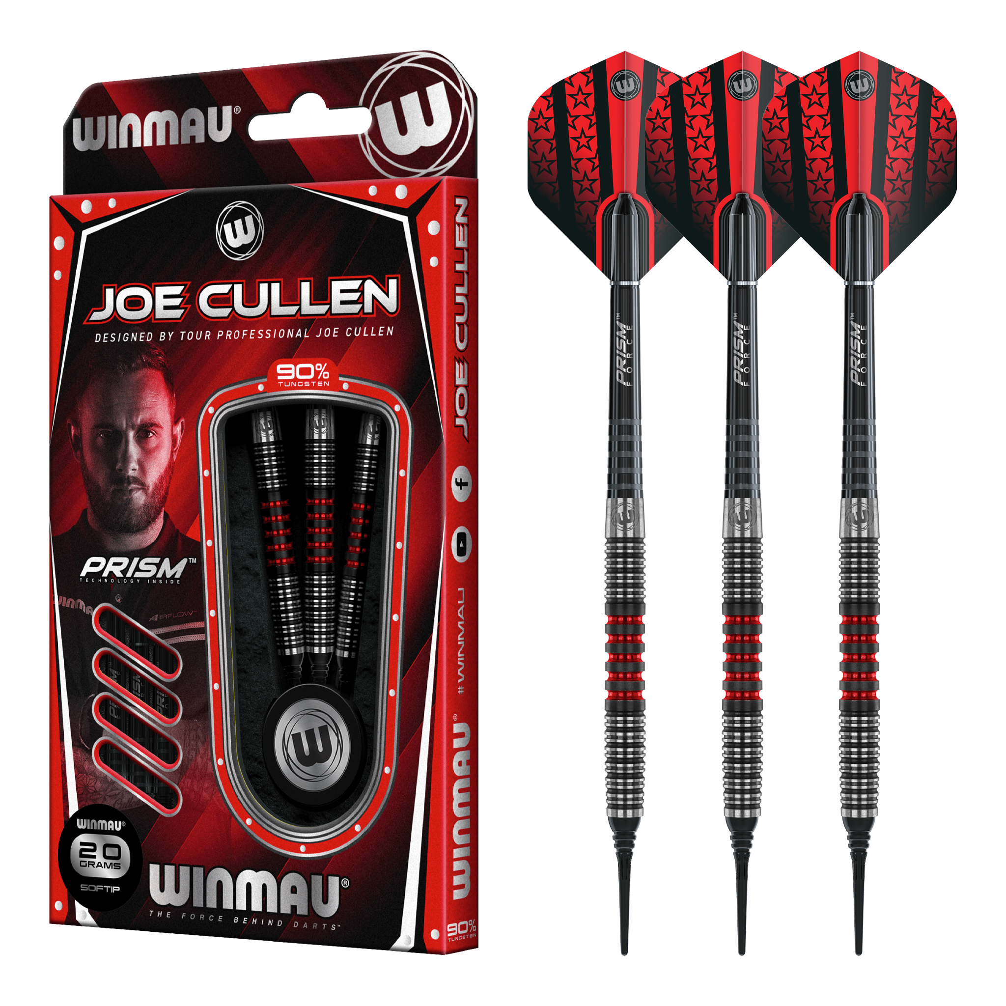 Winmau Joe Cullen - 90% Tungsten Soft Tip Darts 20 Grams Darts