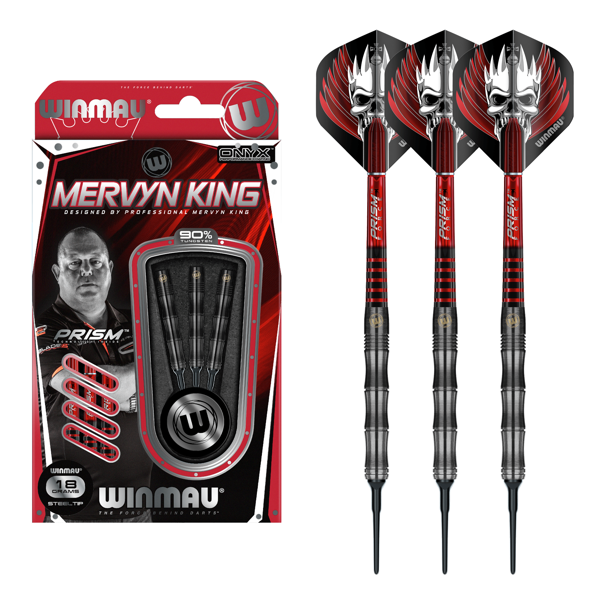 Winmau Mervyn King Black - 90% Tungsten Soft Tip Darts 18 Grams Darts