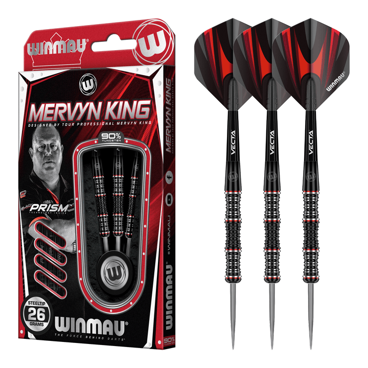 Winmau Mervyn King Special Edition - 90% Tungsten Steel Tip Darts 22 Grams Darts