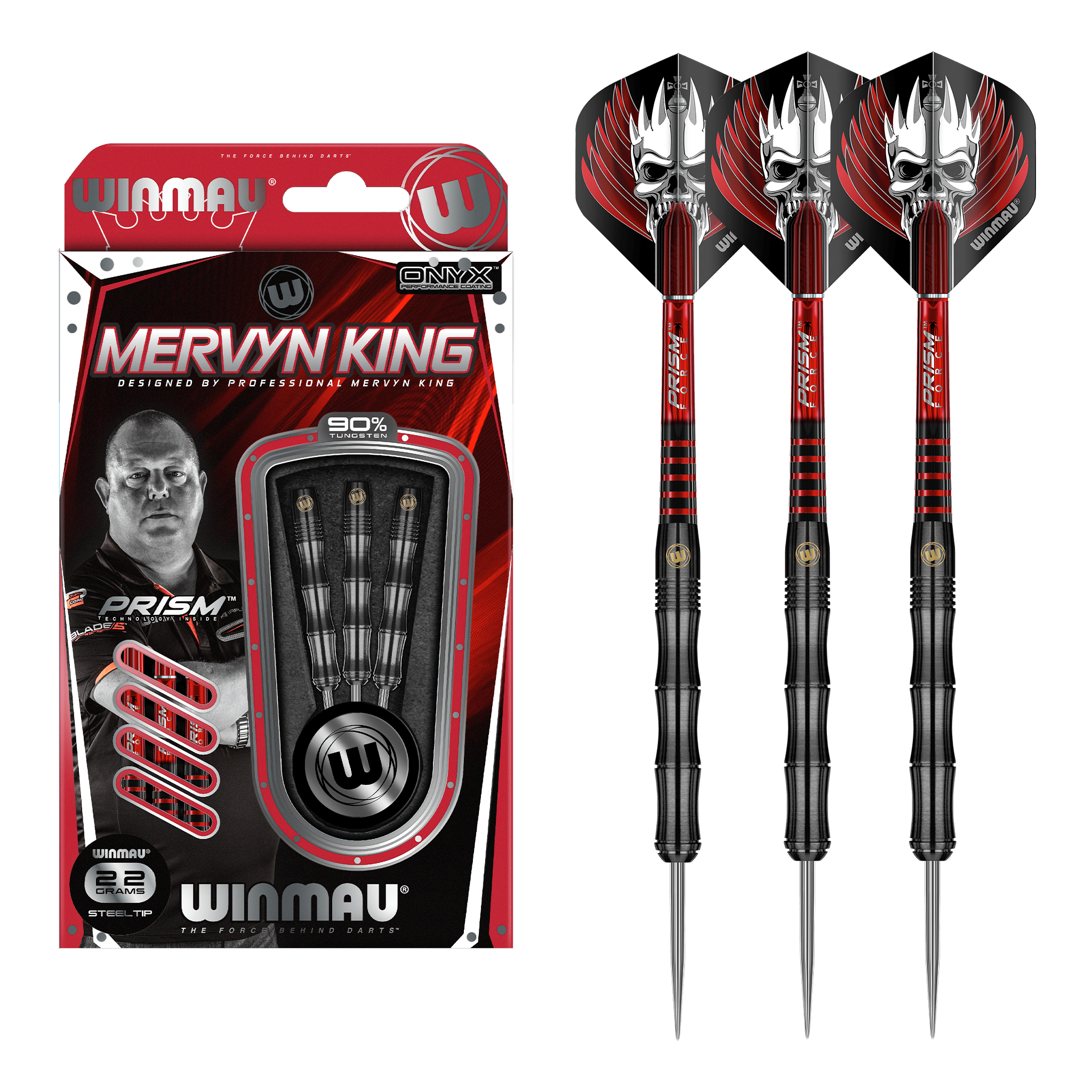 Winmau Mervyn King Steel Tip Darts - 90% Tungsten - 22 Grams Darts