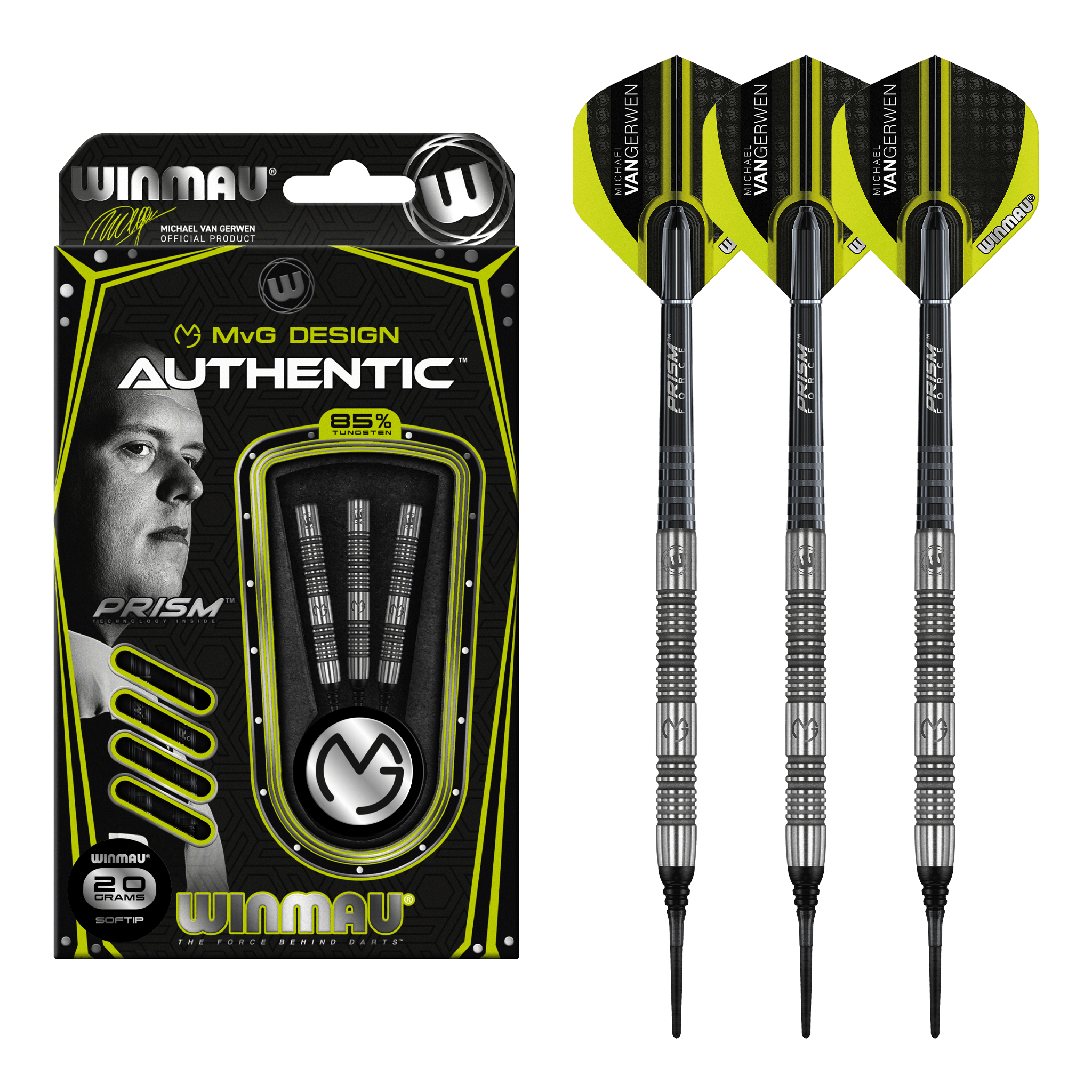 Winmau MVG Authentic - 85% Tungsten Soft Tip Darts 20 Grams Darts