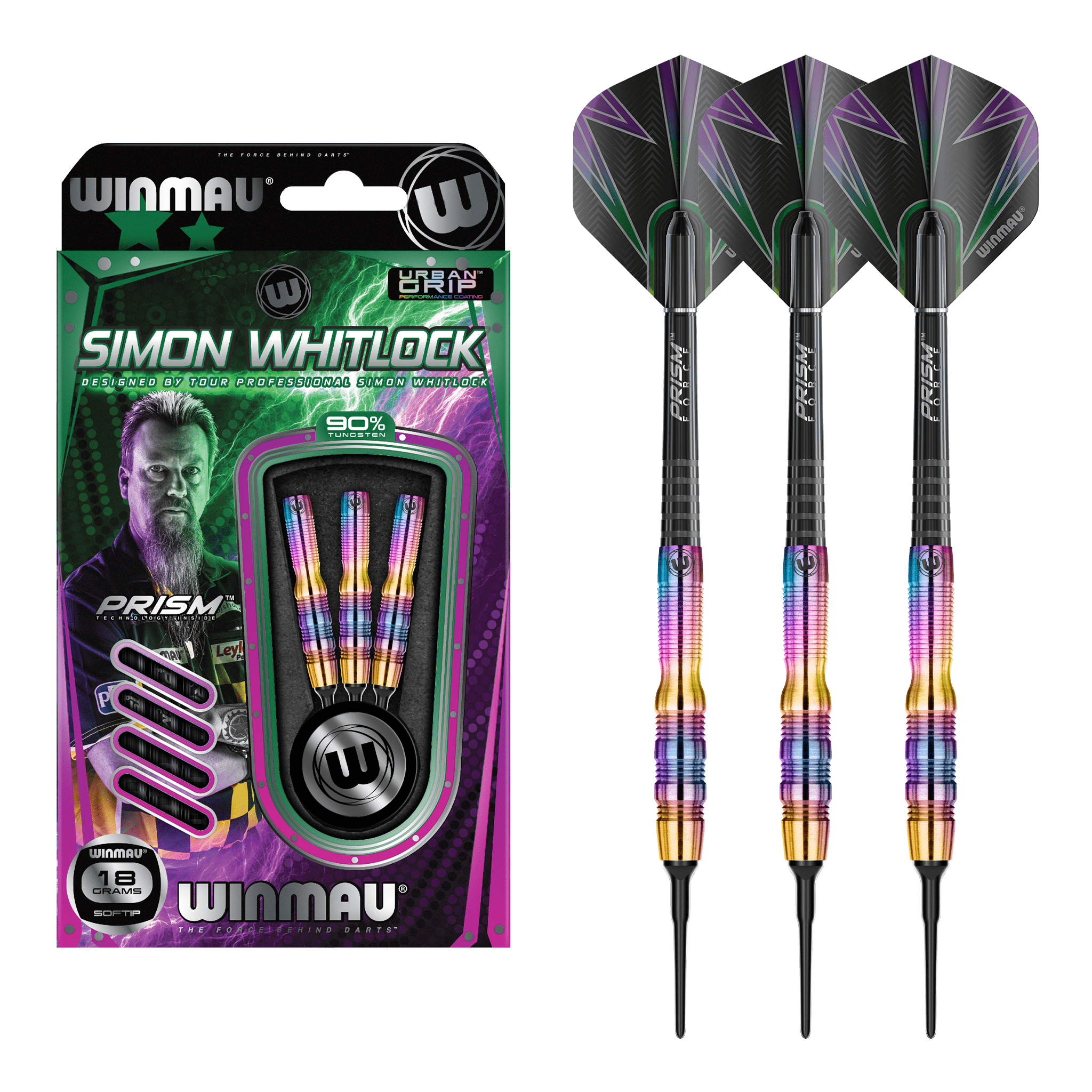 Winmau Simon Whitlock Urban Grip - 90% Tungsten Soft Tip Darts 18 Grams Darts