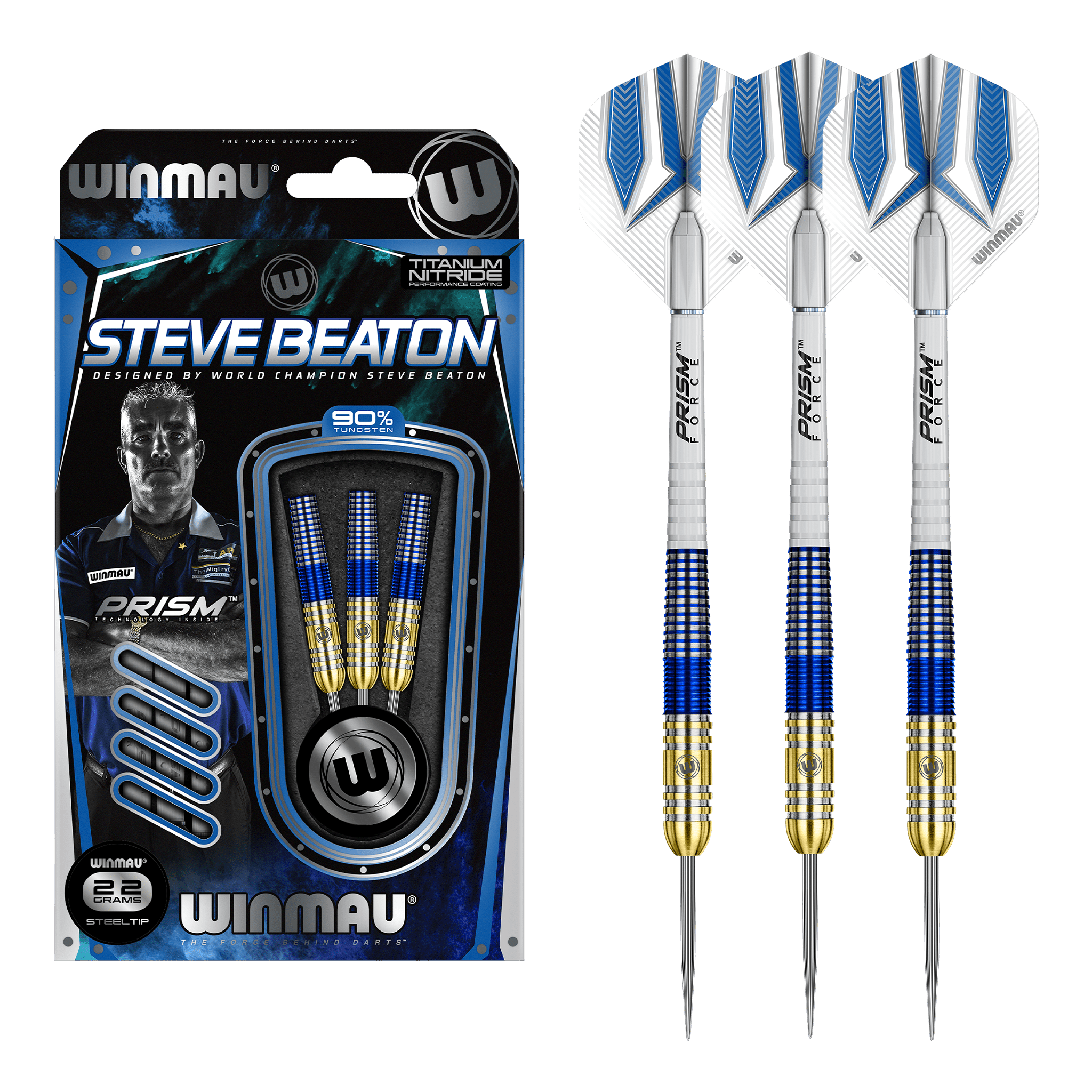 Winmau Steve Beaton Steel Tip Darts - 90% Tungsten - 22 Grams Darts
