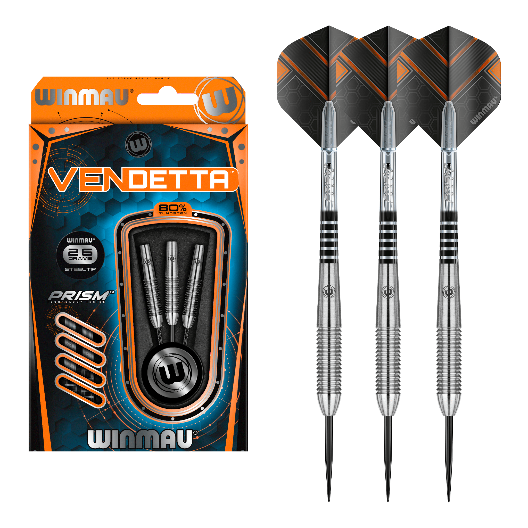Winmau Vendetta Steel Tip Darts - 80% Tungsten - 26 Grams Darts